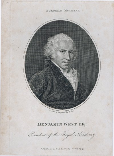 Portrait of Benjamin West (1738-1820), President of the Royal Academy, Engraved by the Artist, 1794 by Christian Josi